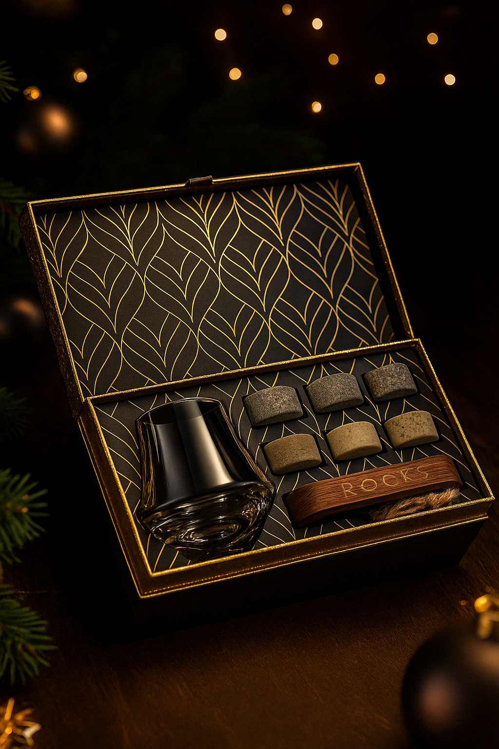 Whiskey Stones & Crystal Nosing Tasting Glass Gift Set